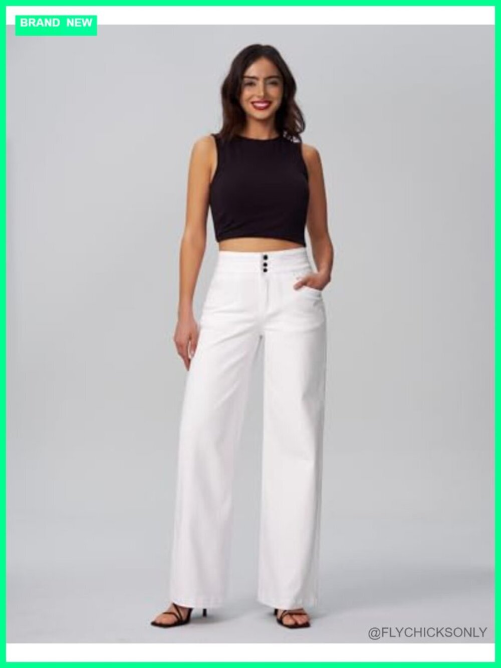 High Waisted Stretch Baggy Wide Leg Denim Pants - Picture 6 of 7